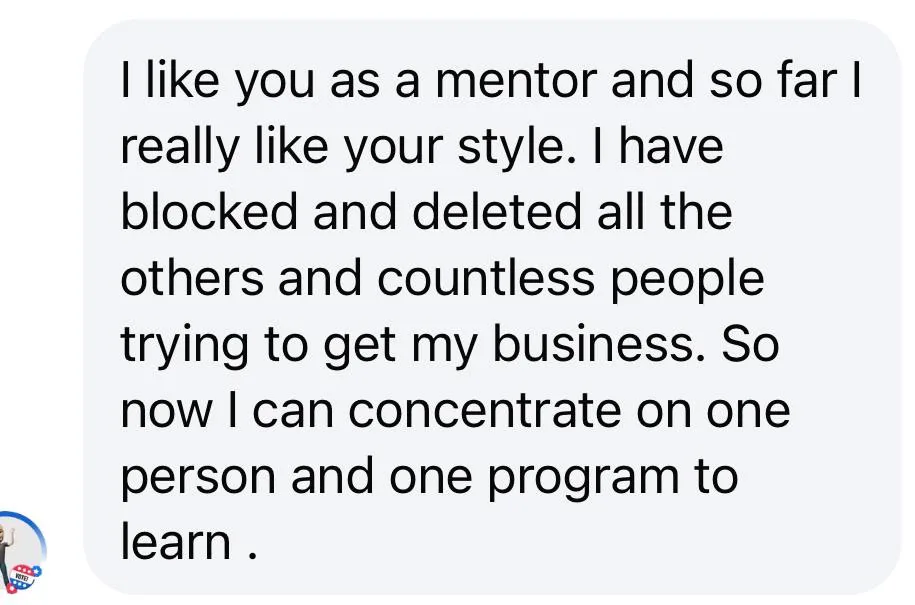 student DM testimonial
